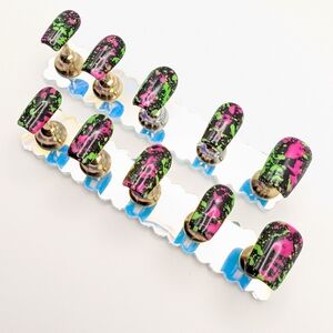 Handcrafted Short Square Y2K Paint Splatter Press-On Nails Handmade